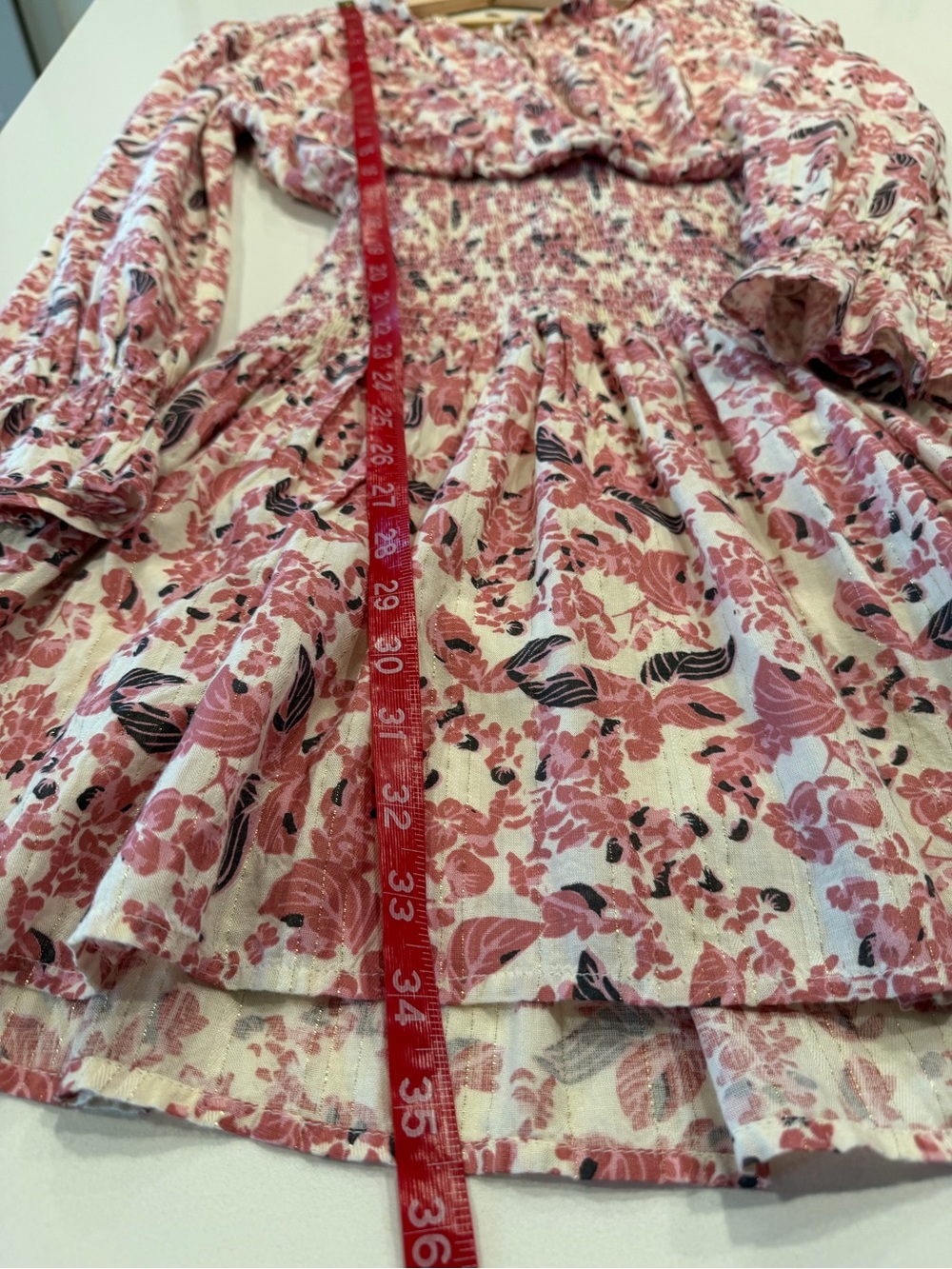 Tie-Neck Smocked Waist Mini Dress Pink Floral Size Medium - Picture 8 of 11